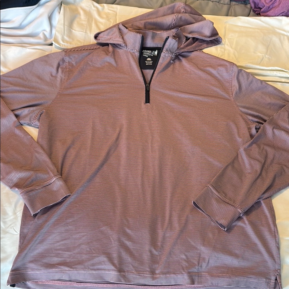 johnnie-O Men's Zip Up Sweater in Purple Stripes